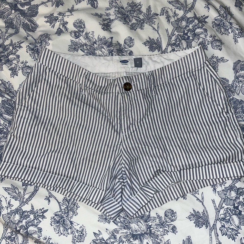 Old navy blue and white striped shorts